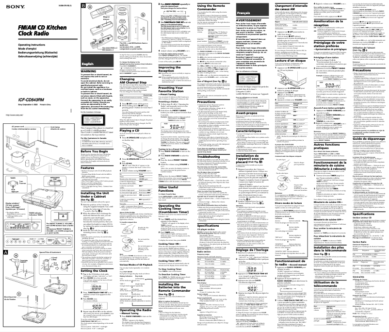 Page 1 of the manual User Manual Sony ICF-CD543RM