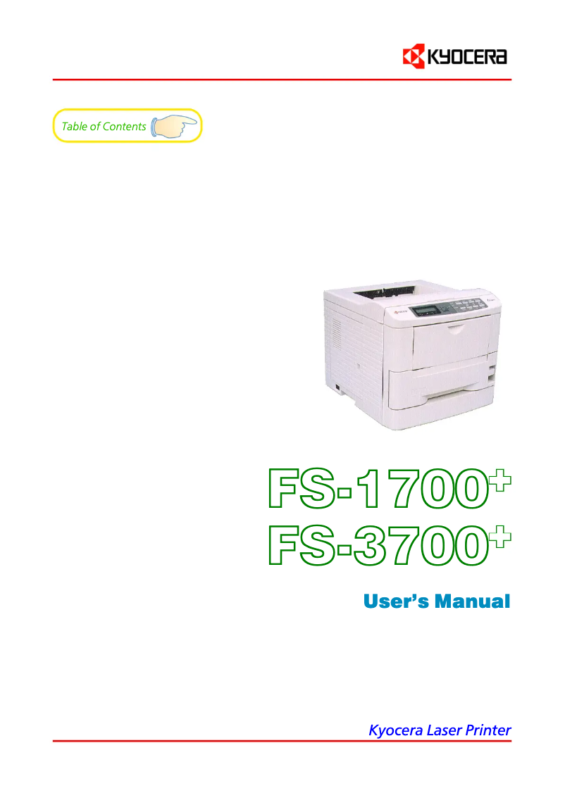 Page 1 of the manual User Manual Kyocera FS-1700+
