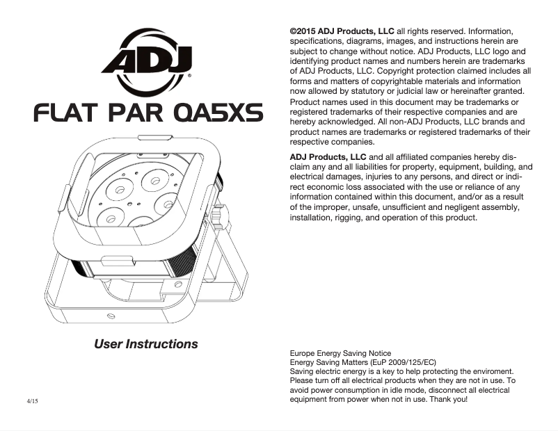 Page 1 of the manual User Manual Adj Flat Par QA5XS