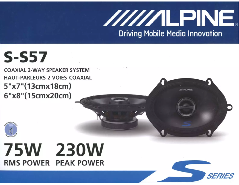 Page 1 of the manual User Manual Alpine S-S57