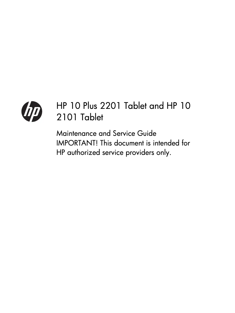 Page 1 of the manual Use and Maintenance Manual HP 10 Plus 2201