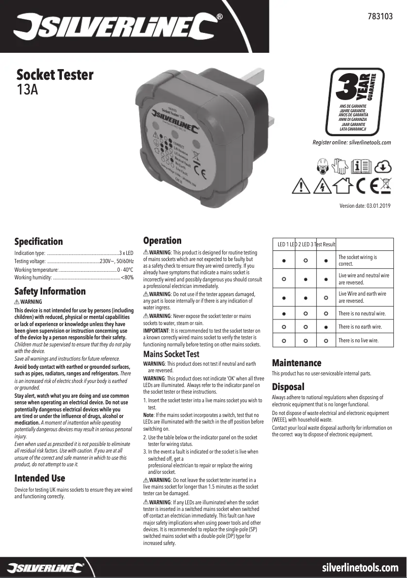 First page image of the manual for 783103