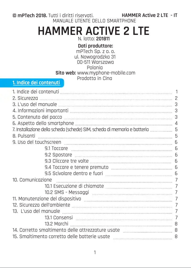 Image de la première page du manuel de l'appareil Active 2 LTE
