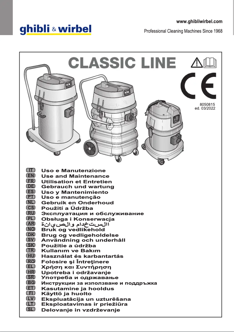 Page 1 of the manual Use and Maintenance Manual Ghibli & Wirbel AS 600 IK CBM