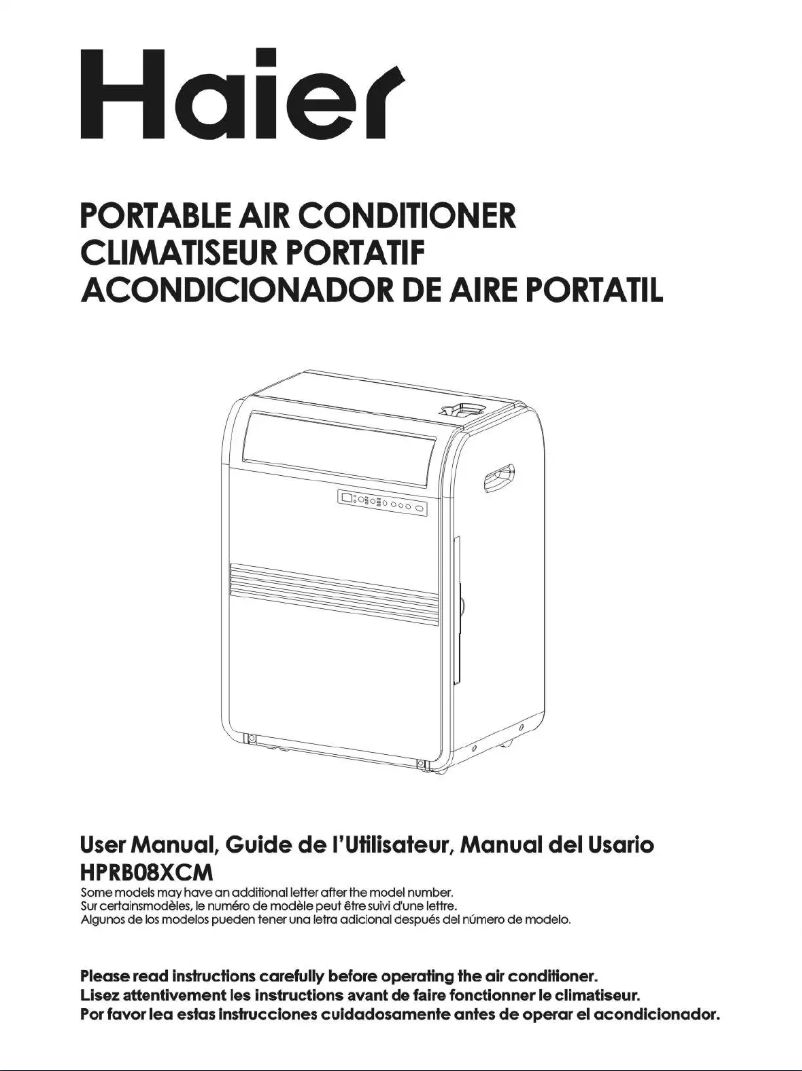 First page image of the manual for HPRB08XCM