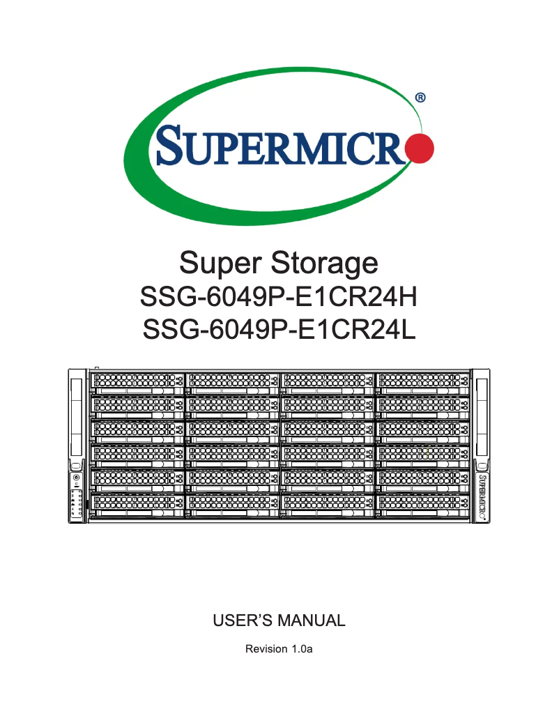 Page 1 of the manual User Manual Supermicro SuperStorage 6049P-E1CR24L
