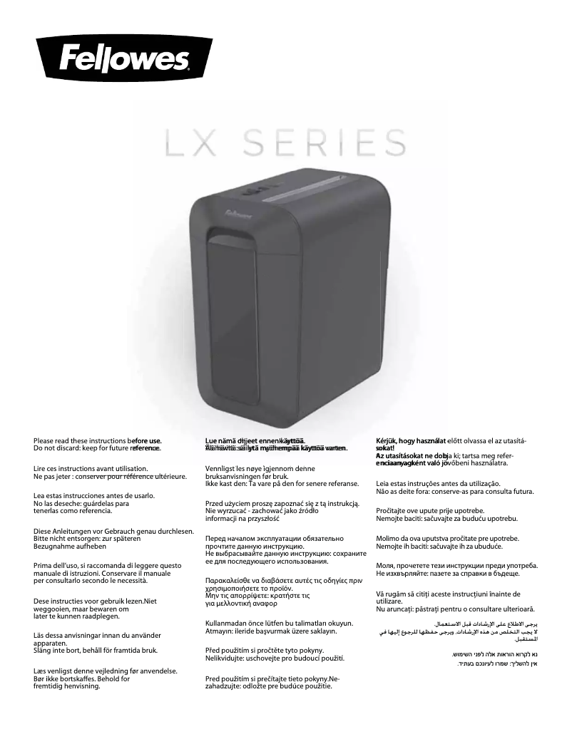 First page image of the manual for Powershred LX65
