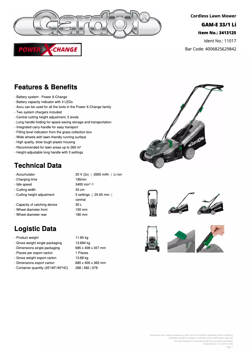 First page image of the manual for GAM-E 33/1 Li