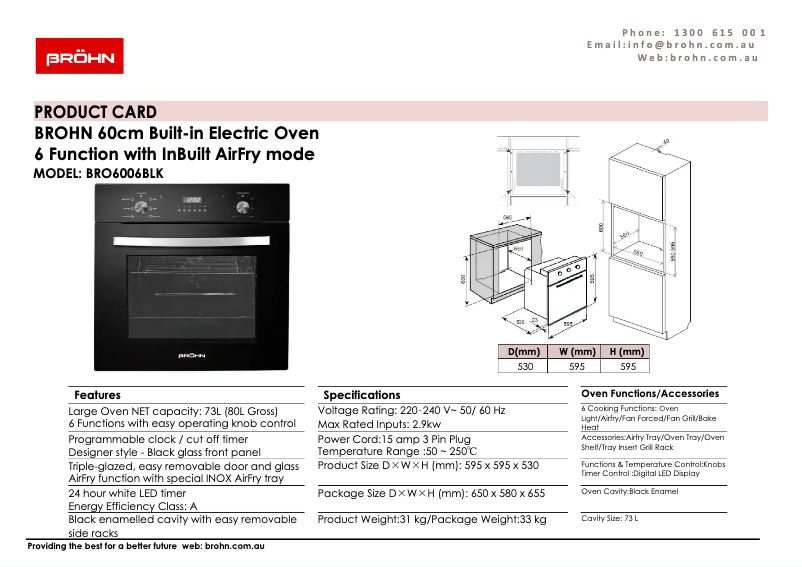 First page image of the manual for BRO6006BLK