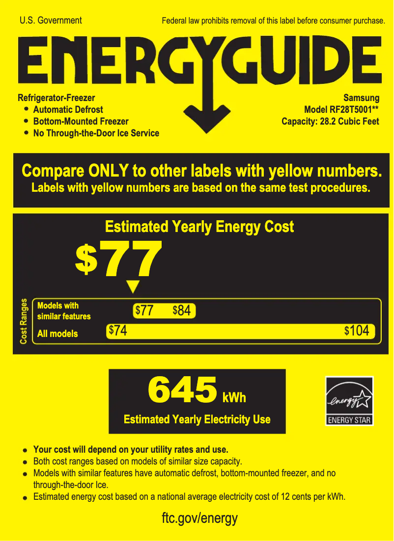 Page 1 of the manual Energy Label Samsung RF28T5001SG