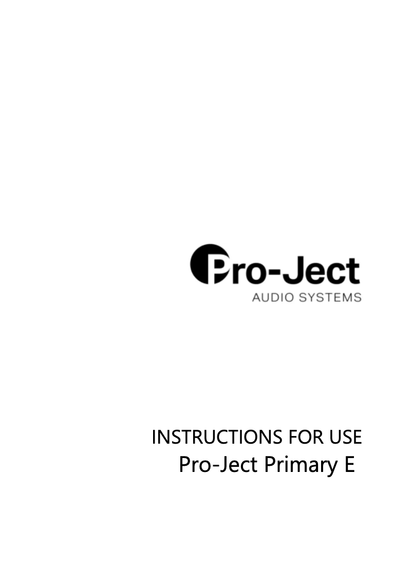 Page 1 of the manual User Manual Pro-Ject Primary E