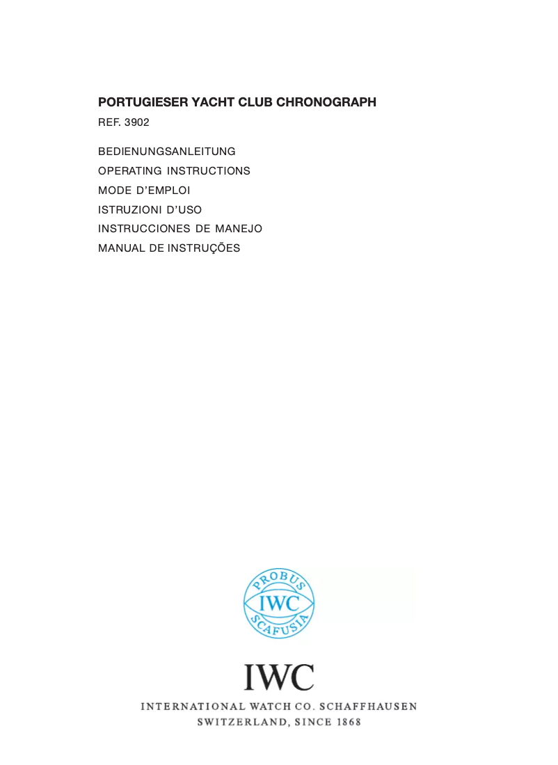 First page image of the manual for Portuguese Yacht Club Chronograph 3902