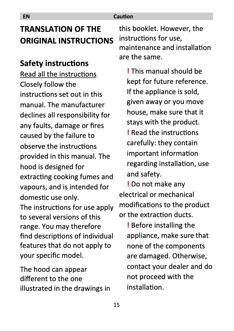 Page 1 of the manual Brochure Smeg KLT90XS