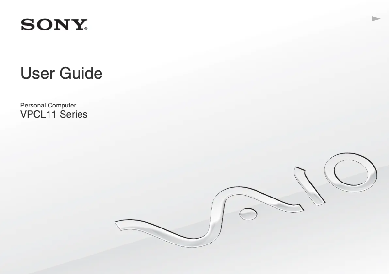 First page image of the manual for Vaio VPCJ117FX