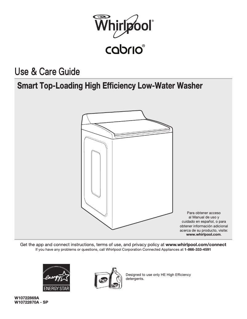 Page 1 of the manual Use and Maintenance Manual Whirlpool WTW8700E