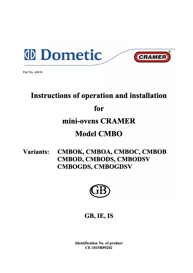 First page image of the manual for CMBO