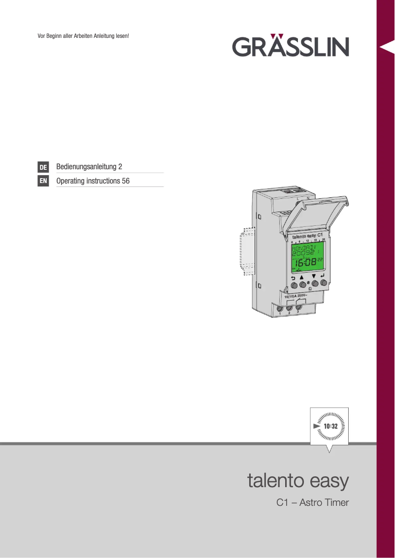 First page image of the manual for talento easy C1