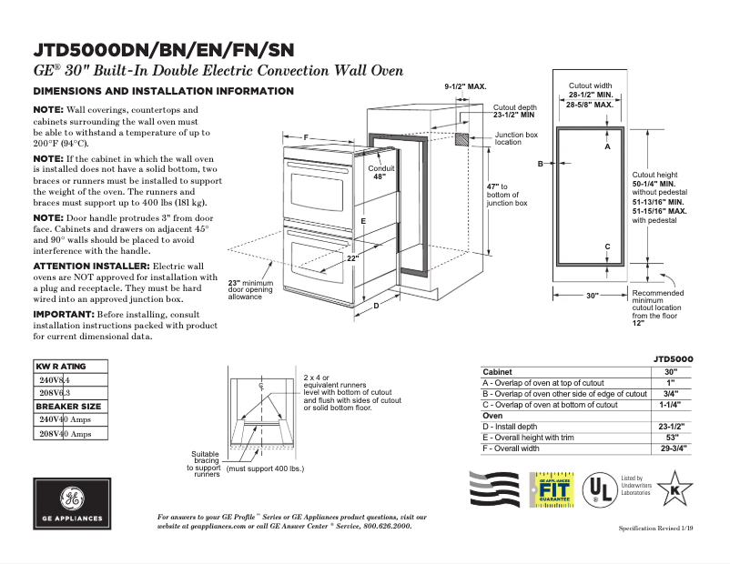 First page image of the manual for JTD5000DNBB