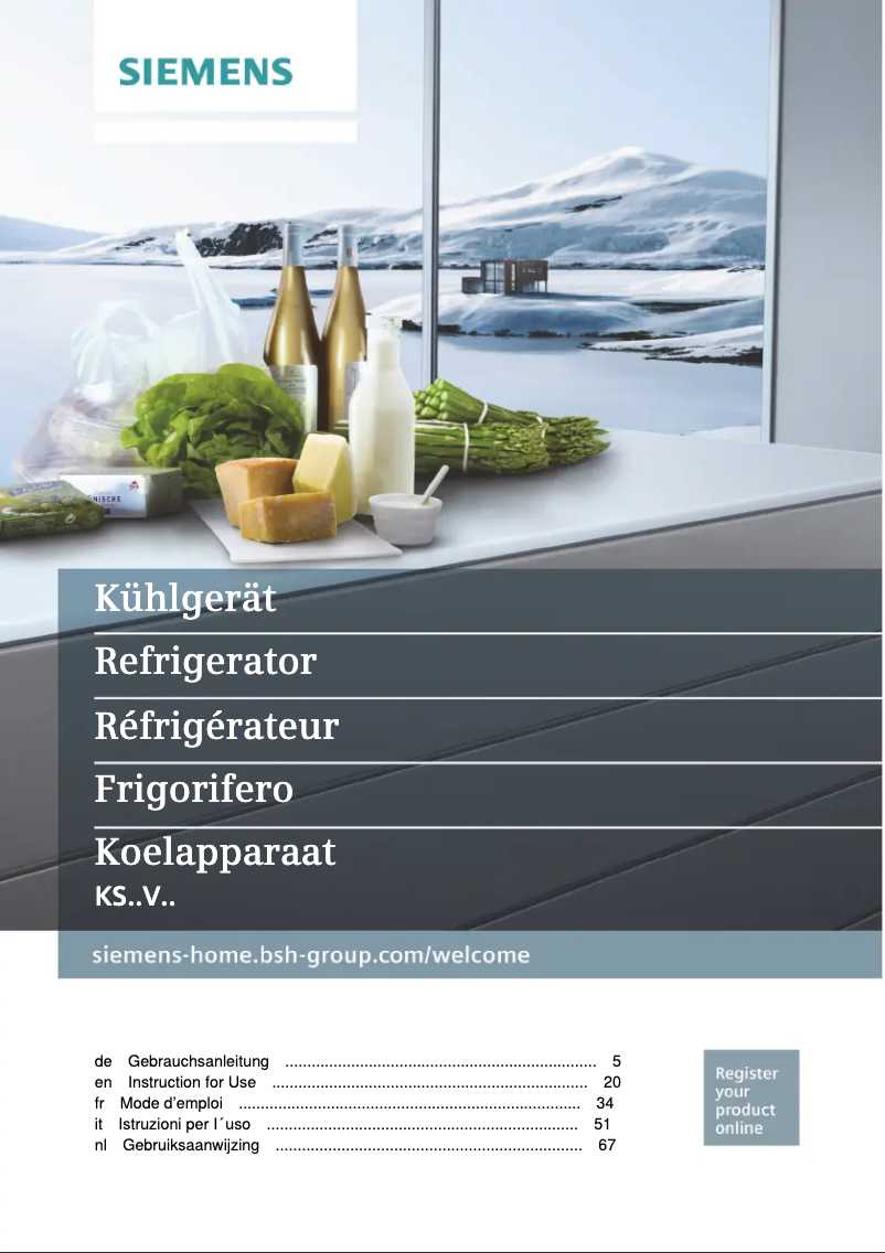 First page image of the manual for KS36VVWEP