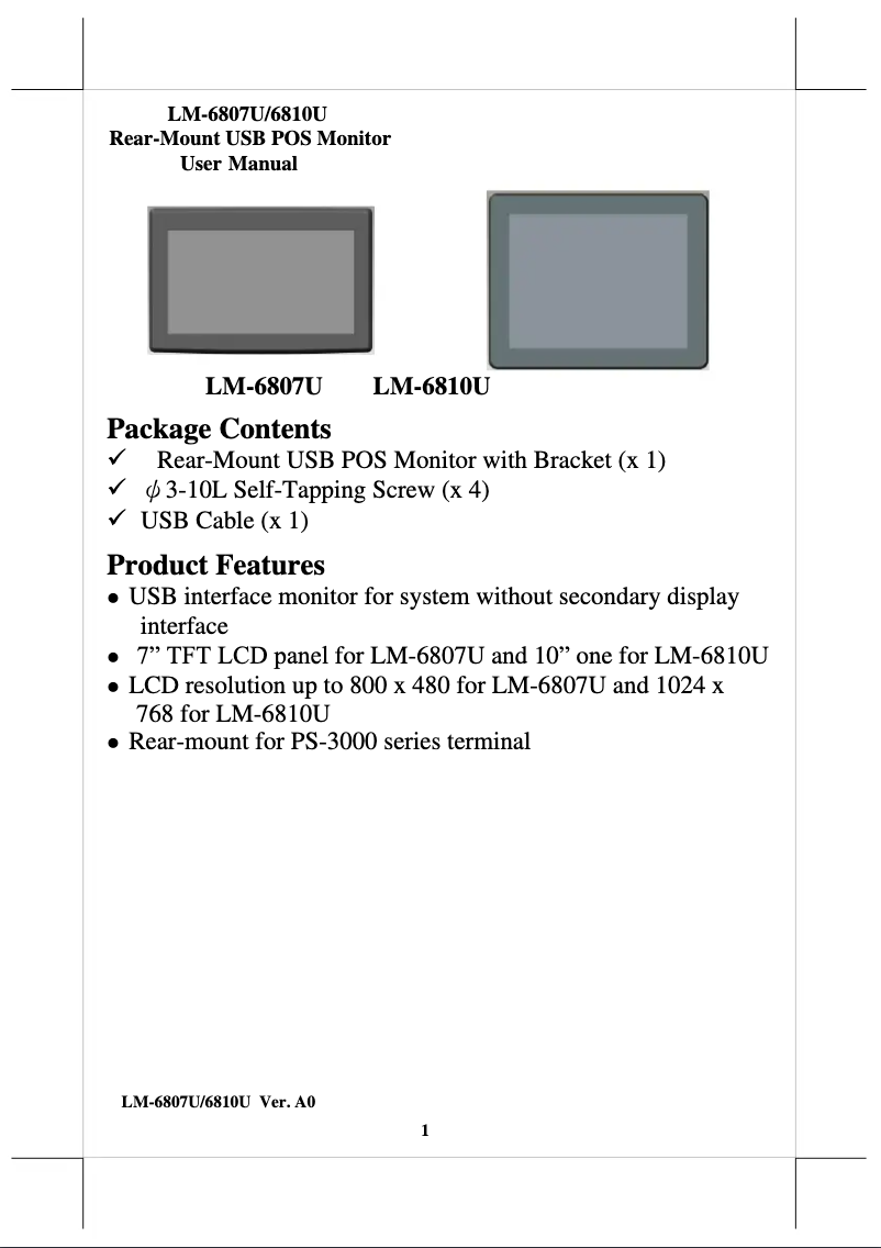 First page image of the manual for LM-6810U