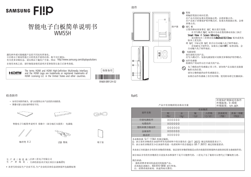 First page image of the manual for WM55H