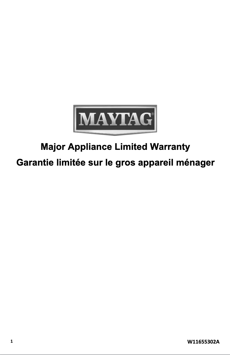 Page 1 of the manual Warranty Information Maytag MGS8800PZ