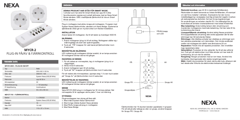 Page 1 of the manual User Manual Nexa MYCR-1