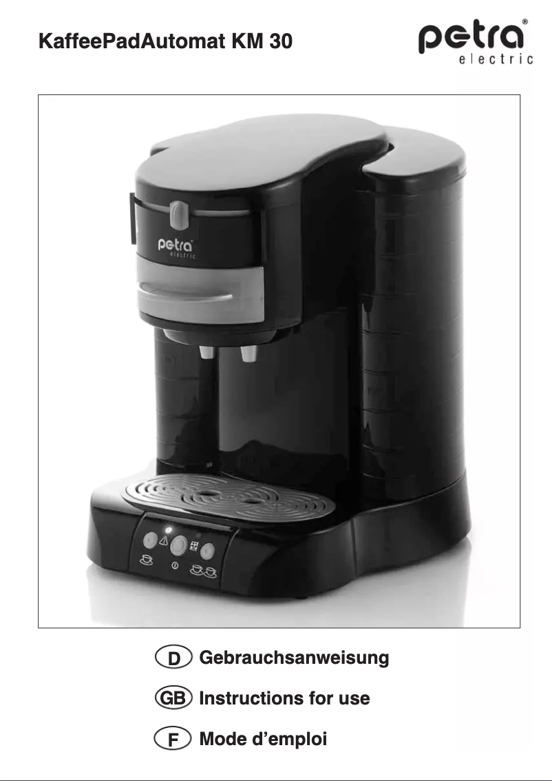 Page 1 of the manual User Manual Petra Electric KM 30