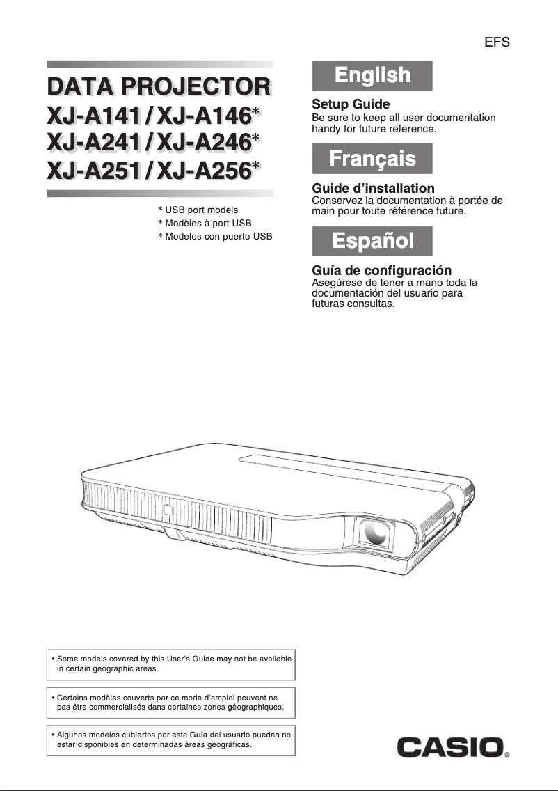 Page 1 of the manual Installation Guide Casio XJ-A146