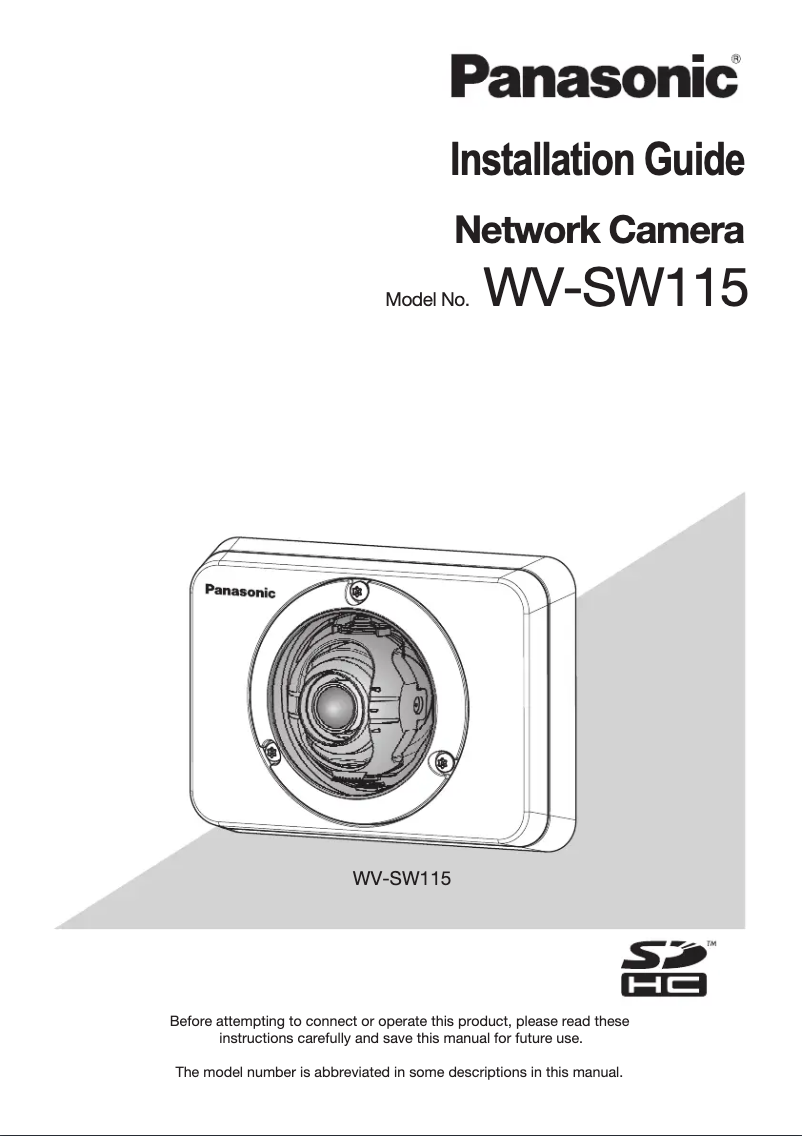 Page 1 of the manual User Manual Panasonic WV-SW115