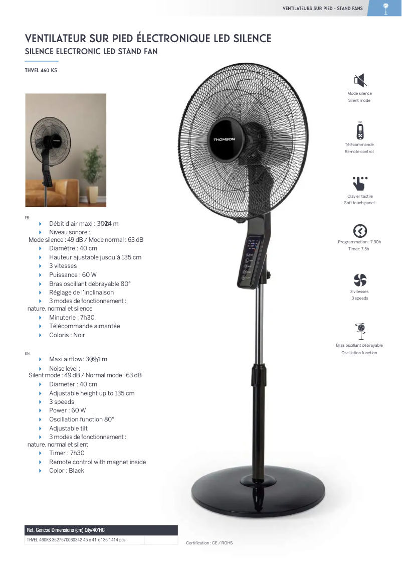 Page 1 of the manual Technical Sheet Thomson THVEL460KS