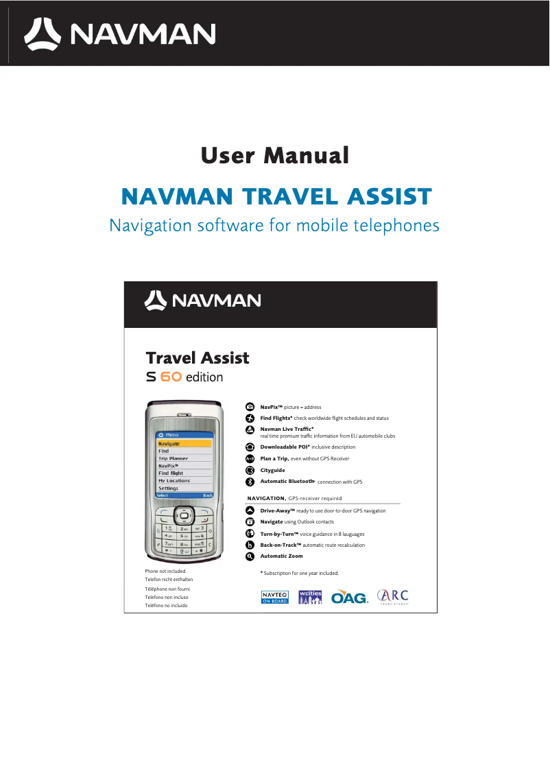 Page 1 of the manual User Manual Navman S60