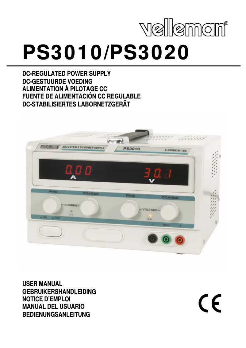 Page 1 of the manual User Manual Velleman PS3020