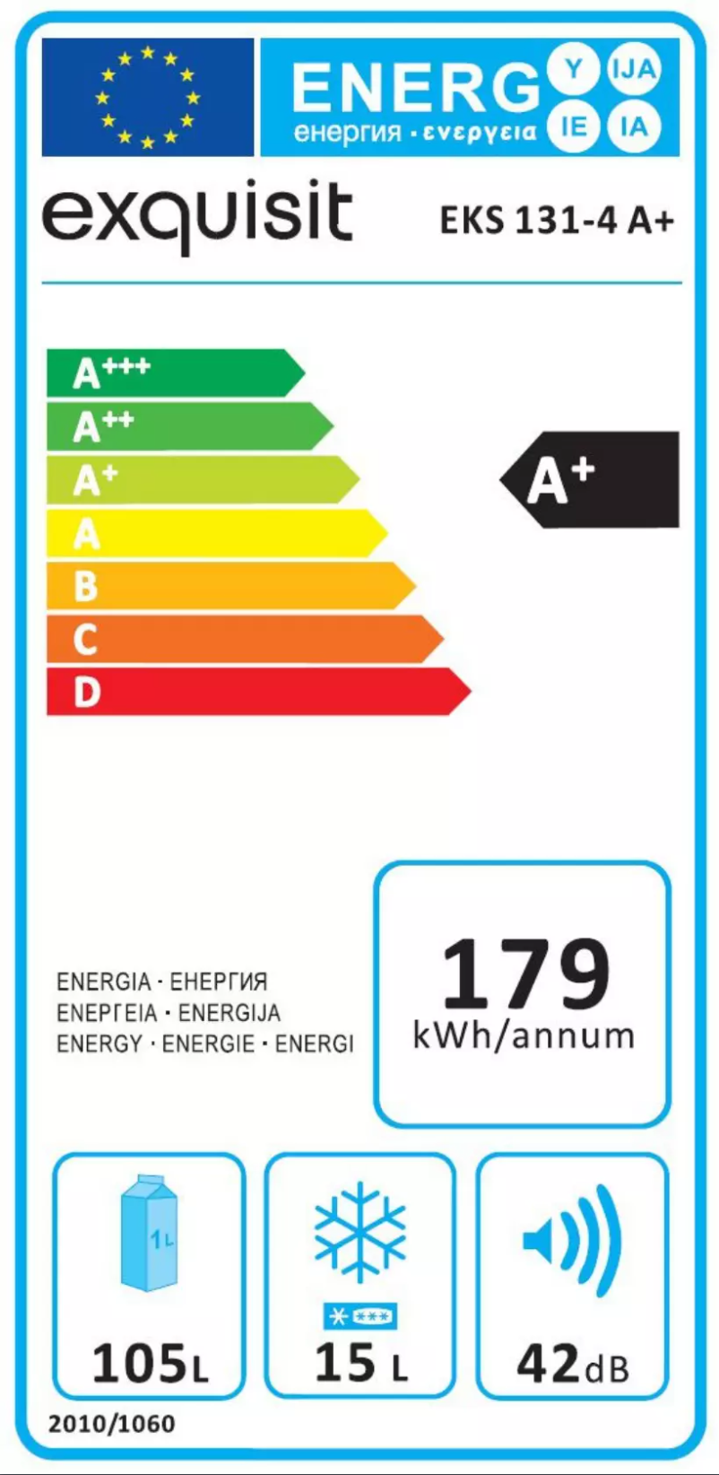 Page 1 of the manual Energy Label Exquisit EKS131-4A+
