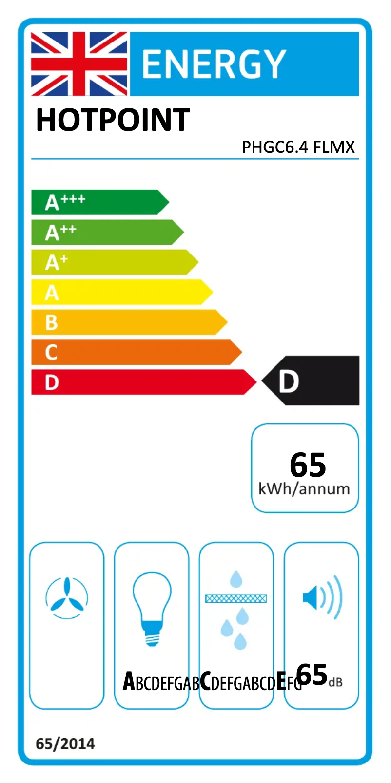 Page 1 of the manual Energy Label Hotpoint PHGC6.4 FLMX