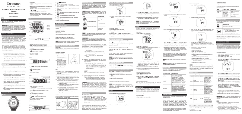 Page 1 of the manual User Manual Oregon Scientific SE302