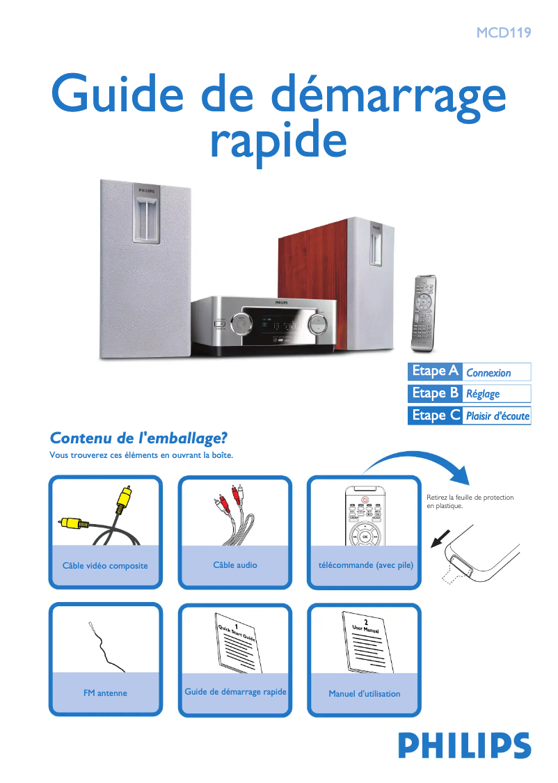 Page 1 of the manual Quick Start Guide Philips MCD119