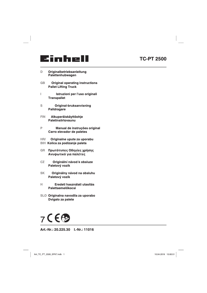First page image of the manual for TC-PT 2500