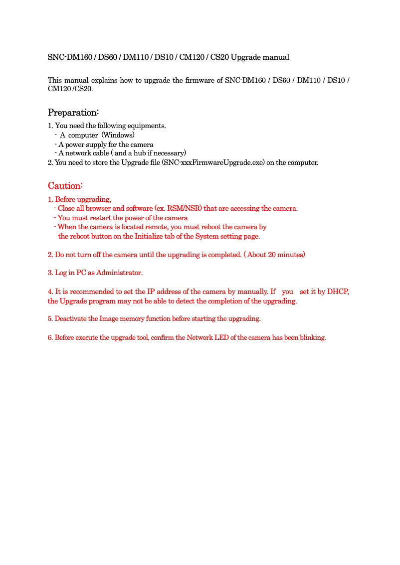 Page 1 of the manual User Manual Sony SNCDS10