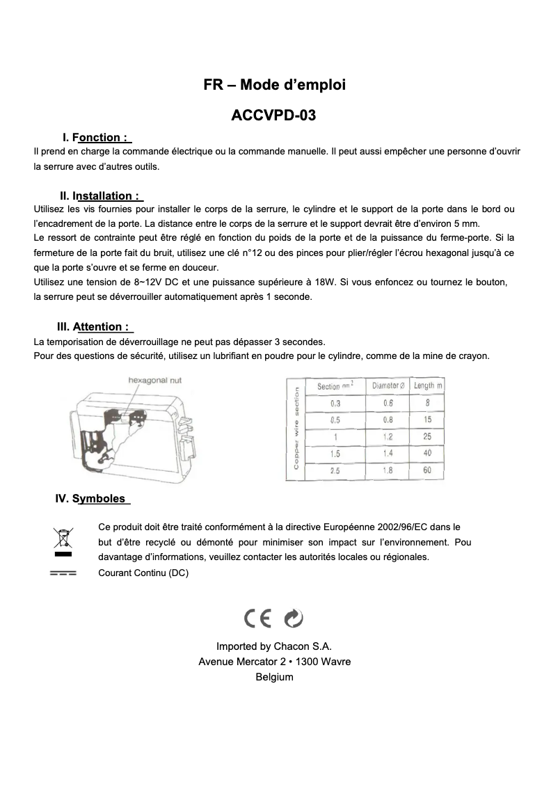 First page image of the manual for ACCVDP-03