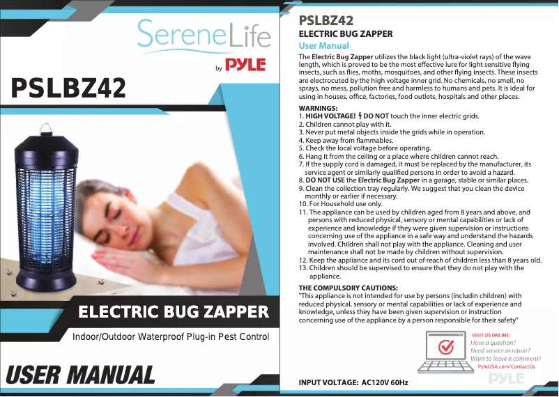 Page 1 of the manual User Manual SereneLife PSLBZ42