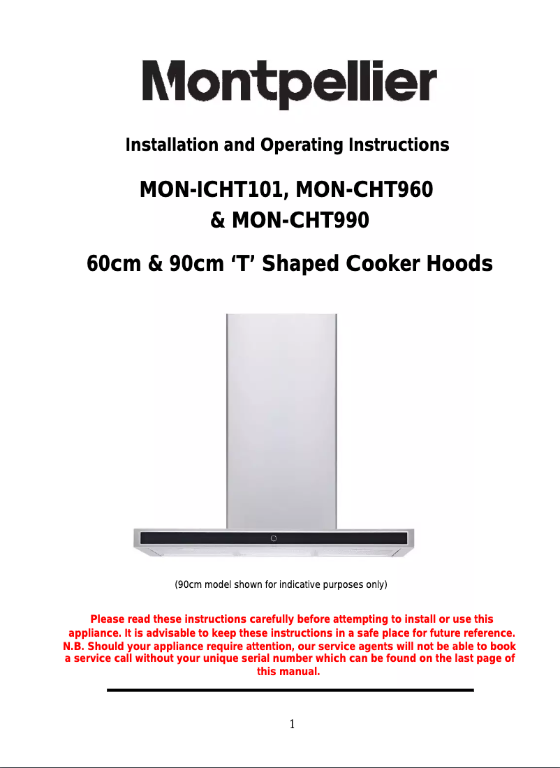 Page 1 of the manual User Manual Montpellier CHT960