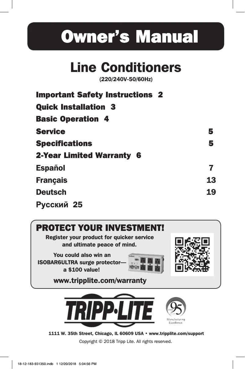 Page 1 of the manual User Manual Tripp Lite LR604