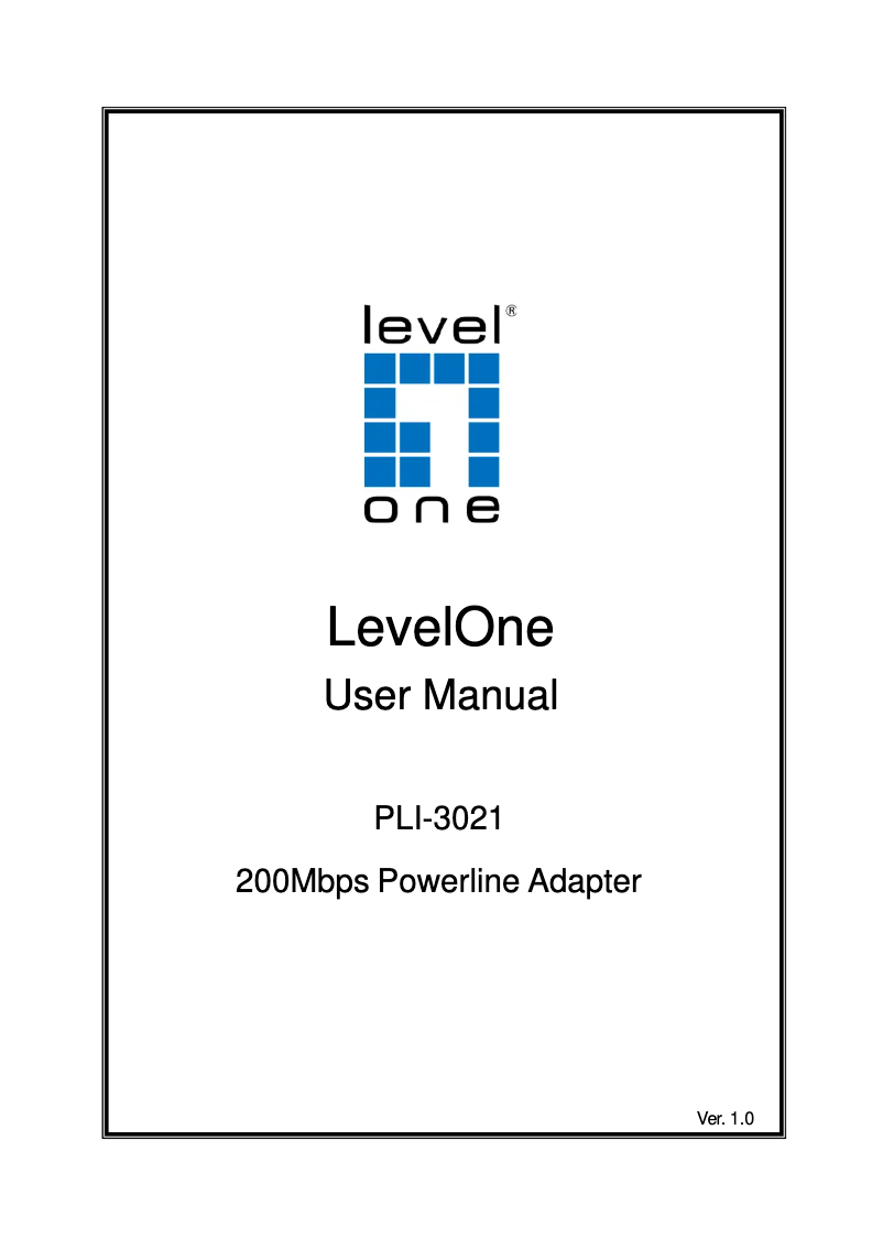 Page 1 of the manual User Manual LevelOne 200Mbps Powerline Adapter