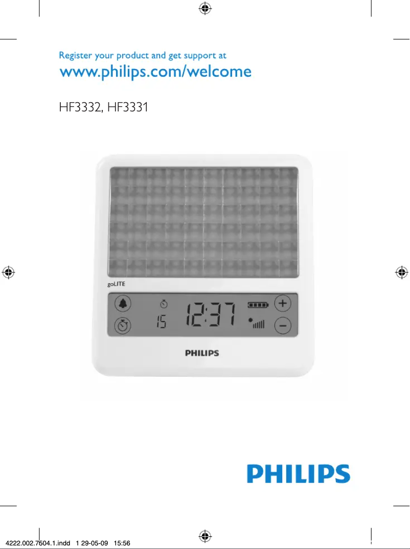 First page image of the manual for goLITE BLU HF3332