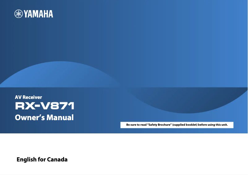 Page 1 of the manual User Manual Yamaha RX-V871