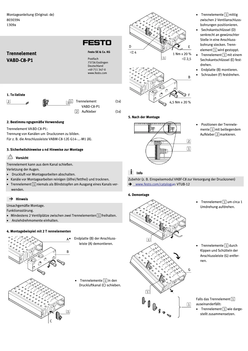 Page 1 of the manual User Manual Festo VABD-C8-P1