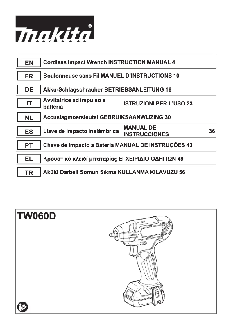 Page 1 of the manual User Manual Makita TW060DZ