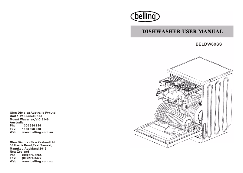 First page image of the manual for BELDW60SS