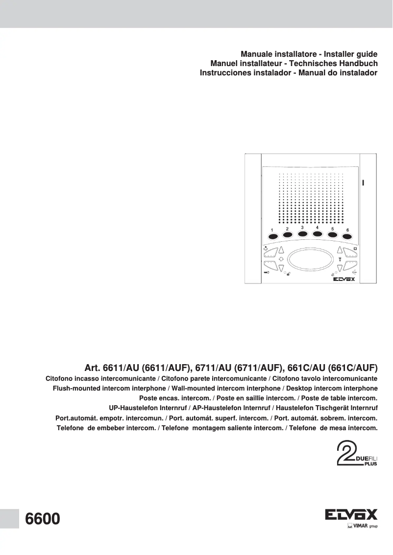 Page 1 of the manual User Manual Vimar ELVOX 6611/AU